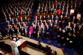 Pope Francis addresses a joint meeting of the U.S. Congress in the Chamber of the House of Representatives on Capitol Hill in Wa