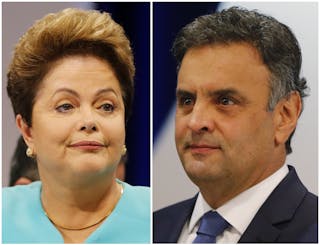 A combination photo shows Brazil's presidential candidates Aecio Neves of Brazilian Social Democratic Party and Dilma Rousseff o