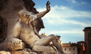 Statue in Fountain, Piazza Navona, Rome, Italy - 圖片