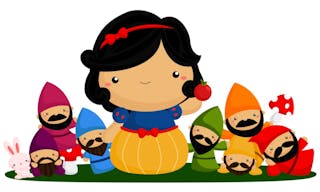 Princess and seven dwarfs — Vector by comodo777