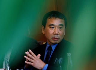 Novelist Haruki Murakami of Japan attends a news conference in Prague