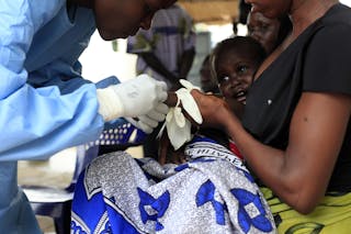 A South Sudanese baby suffering from cholera is being attended by medics in Juba Teaching Hospital in Juba