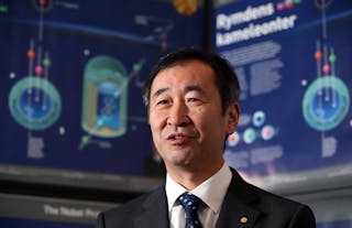 Nobel laureat Kajita speaks in Stockholm