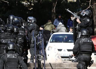 French GIPN police intervention forces are seen during an operation to secure the Castellane housing area in Marseille