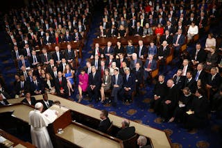 Pope Francis addresses a joint meeting of the U.S. Congress in the Chamber of the House of Representatives on Capitol Hill in Wa