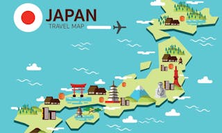 Japan landmark and travel map. Flat design elements and icons. vector illustration