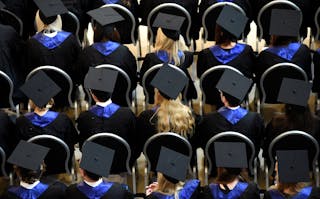 Students attend their graduation ceremony at the HSBA in Hamburg