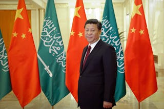 China's President Xi Jinping looks on after a welcoming ceremony for Saudi Arabia's Crown Prince Salman Bin Abdulaziz Al Saud in