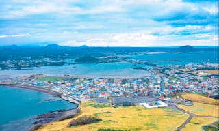 View from Sunrise Peak. Jeju island is one of the UNESCO nature tourism site in Korea.