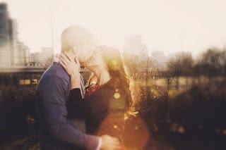 Kissing at Sunset date love