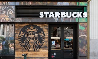 NEW YORK CITY - MAY 2015: Starbucks store. Starbucks is the largest coffeehouse company in the world.