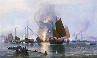 Destroying_Chinese_war_junks,_by_E__Dunc