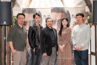 音樂劇「熱帶天使」導演林孟寰（左起）、演員于浩
威、楊烈、李曼與藝術總監雷昇16日出席媒體茶敘。
（SML樂劇創製提供）
中央社記者王心妤傳真  112年3月16日
