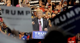 Republican U.S. presidential candidate Donald Trump speaks to supporters in Charleston, West Virginia