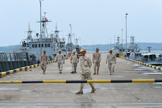 圖為在雲朗基地的柬埔寨海軍人員。照片攝於2019年7月26日。