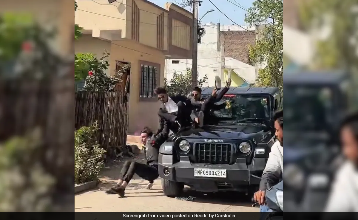 Viral Video: Students Fall Off Moving Thar During Risky Stunt For Farewell Party