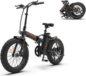AOSTIRMOTOR Electric Bike Folding A20 500W for Adults , 20" * 4" Fat Tire, with 36V 13AH Removable Lithium Battery, Travel Up to 20 Miles, Max Speed Up to 25 MPH(Black)