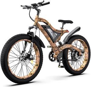 AOSTIRMOTOR Electric Bike S18-1500W  with 1500W Brushless Motor,  48V 15AH Removable Lithium Battery, 26" * 4" Fat Tire Mountain Bike, Shimano 7-Speed, Suspension Fork, Up To 30MPH w/Rear Rack