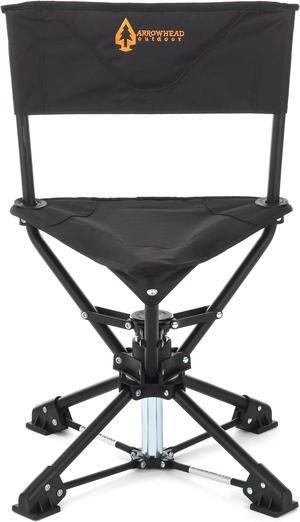 ARROWHEAD OUTDOOR 360° Degree Swivel Hunting Chair Stool Seat, Perfect for Blinds, No Sink Feet, Supports up to 225lbs, Carrying Case, Steel Frame, Fishing, High-Grade 600D Canvas, USA-Based Support