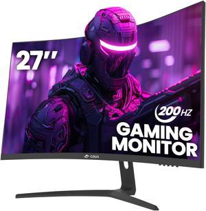 CRUA 27" 180Hz/200Hz Curved Gaming Monitor, FHD 1080P VA Screen 1800R Computer Monitors, 1ms(GTG) with FreeSync, Low Motion Blur, DisplayPort, HDMI, Support Wall Mount Install- Black