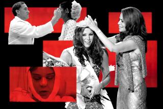 A collage of photos, including a plastic surgeon marking on a woman's face and a woman placing a tiara on the head of a woman