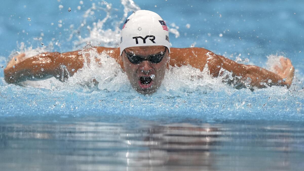 Michael Andrew competes in a 200-meter individual medley qualifying heat on Wednesday.