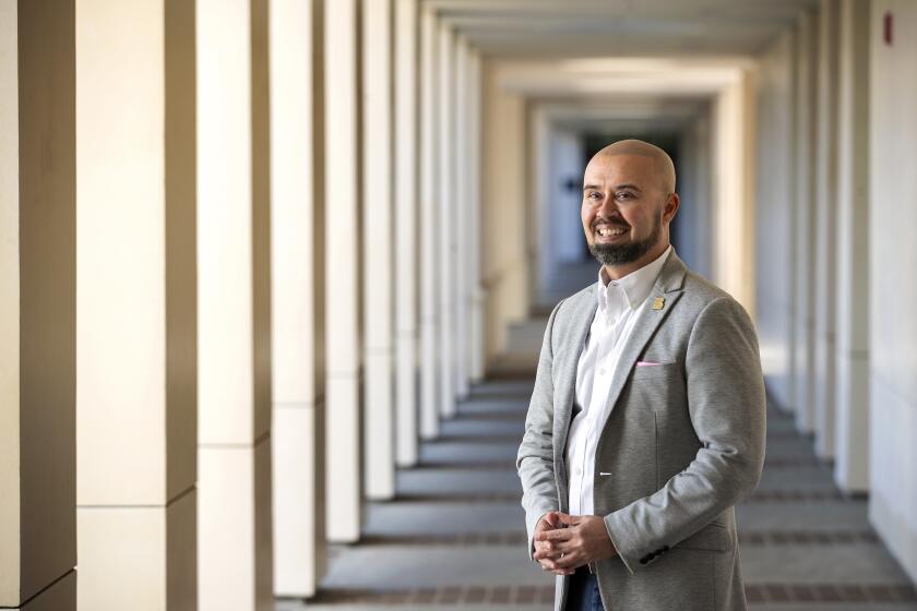 LONG BEACH, CA-February 14, 2024:Long Beach City College President Mike Munoz is photographed on the campus. Munoz is leading efforts to support young men of color on his campus. (Mel Melcon / Los Angeles Times)