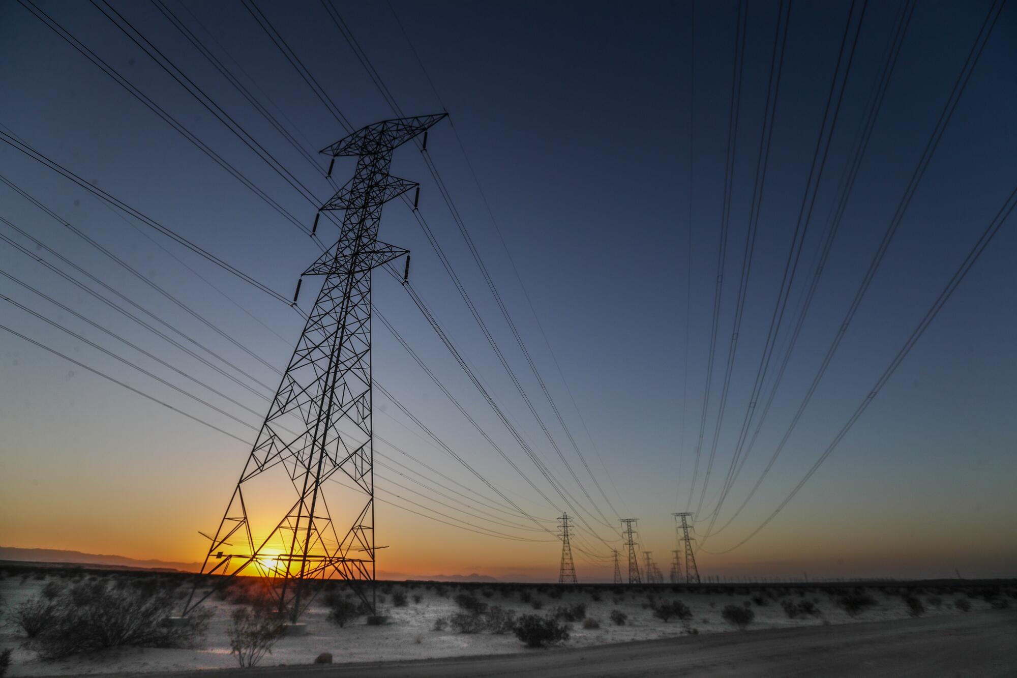 Several long-distance transmission lines run through the Imperial Valley.