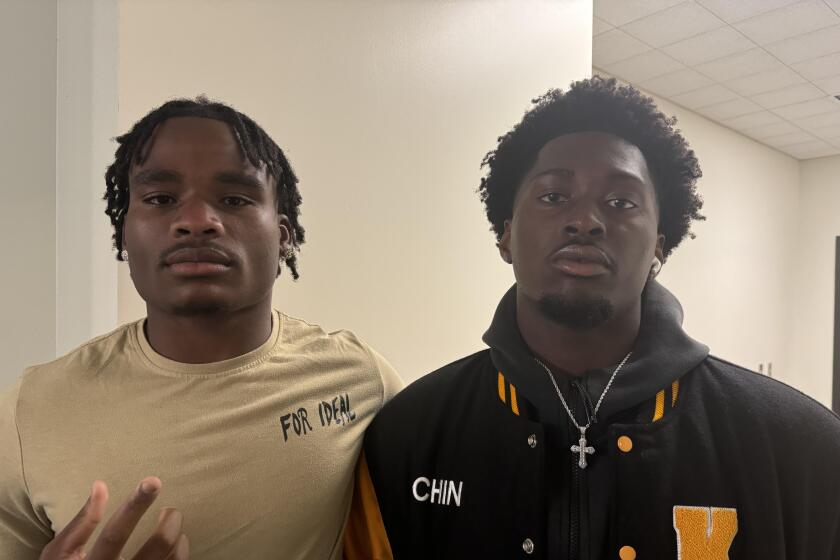 Narbonne linebacker Mark Iheanachor (left) and King/Drew defensive end Chinedu Onyeagoro are headed to SMU.