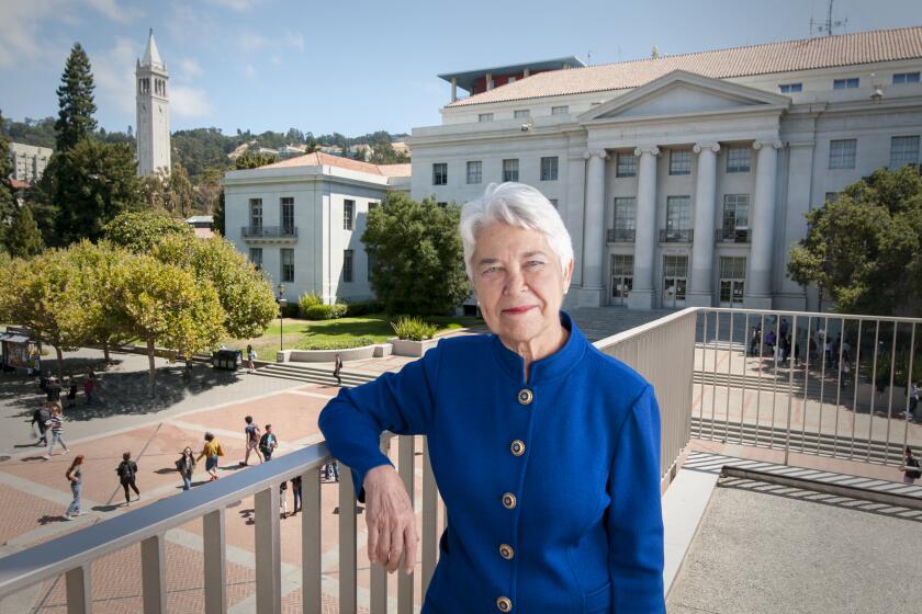 Chancellor Carol T Chirst poses for a portrait on campus of the University of California Berkeley on July 24, 2017.
