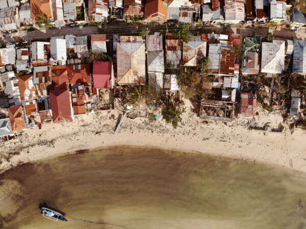 Drone’s view the day after a typhoon in Malapascua Island Philippines