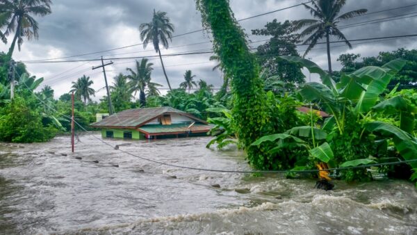 Flooding during a heavy monsoon in the Philippines in July 2021