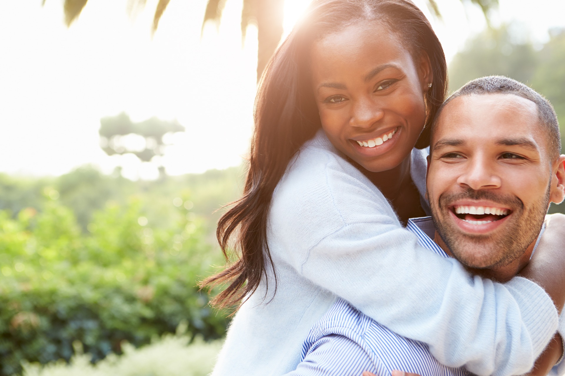 Man and woman laughing together