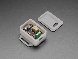 Angled shot of Assembled enclosure for breakout board with lid off.