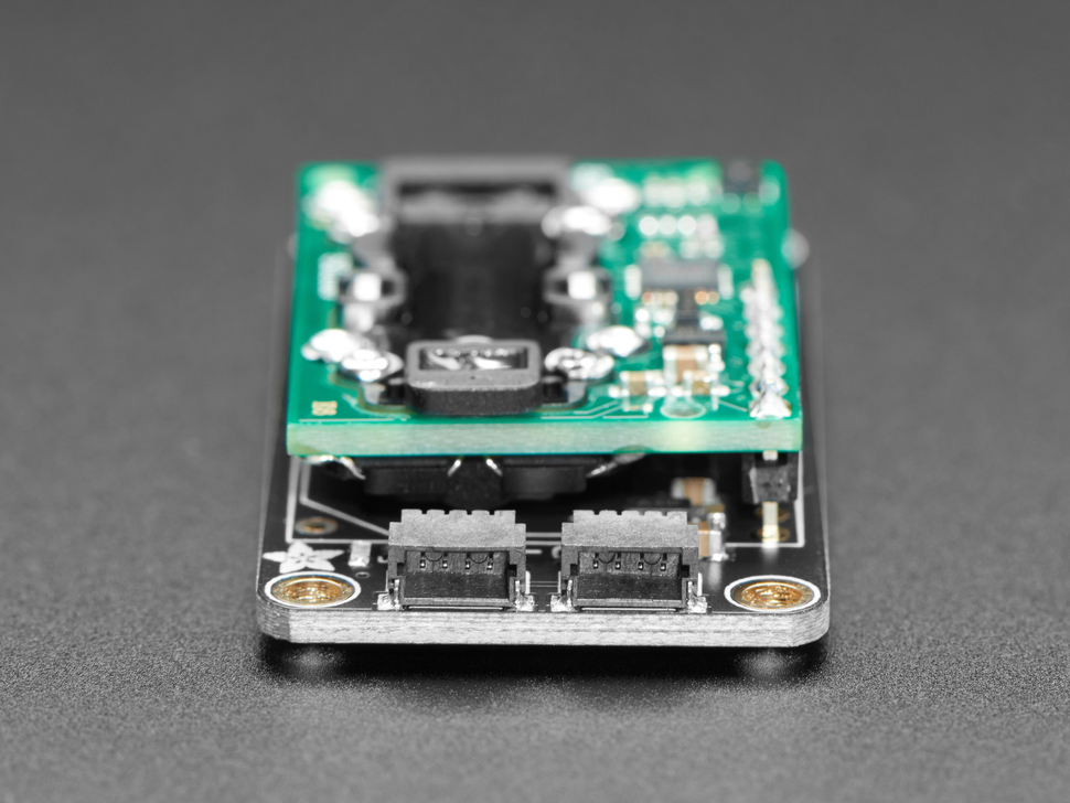 Detailed shot of JST sockets on a Adafruit SCD-30 - NDIR CO2 Temperature and Humidity Sensor. 