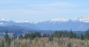 White peaks of the Olympic Mountains