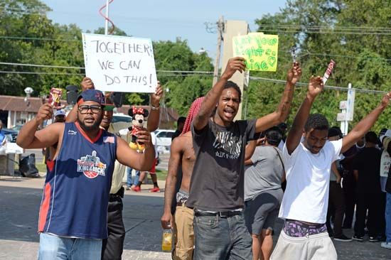 demonstrators in Ferguson, Missouri