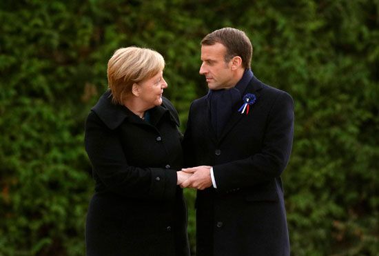 Angela Merkel and Emmanuel Macron