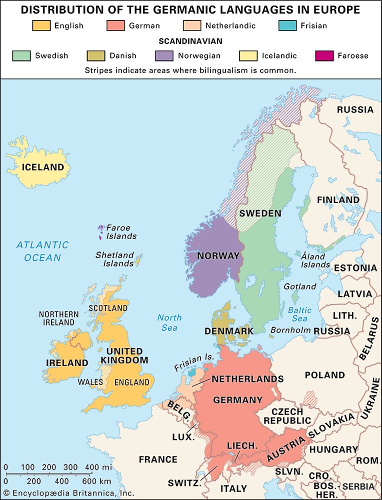 Germanic languages in Europe