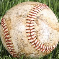 Baseball laying in the grass. Homepage blog 2010, arts and entertainment, history and society, sports and games athletics