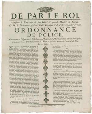 broadside limiting the sale of pamphlets