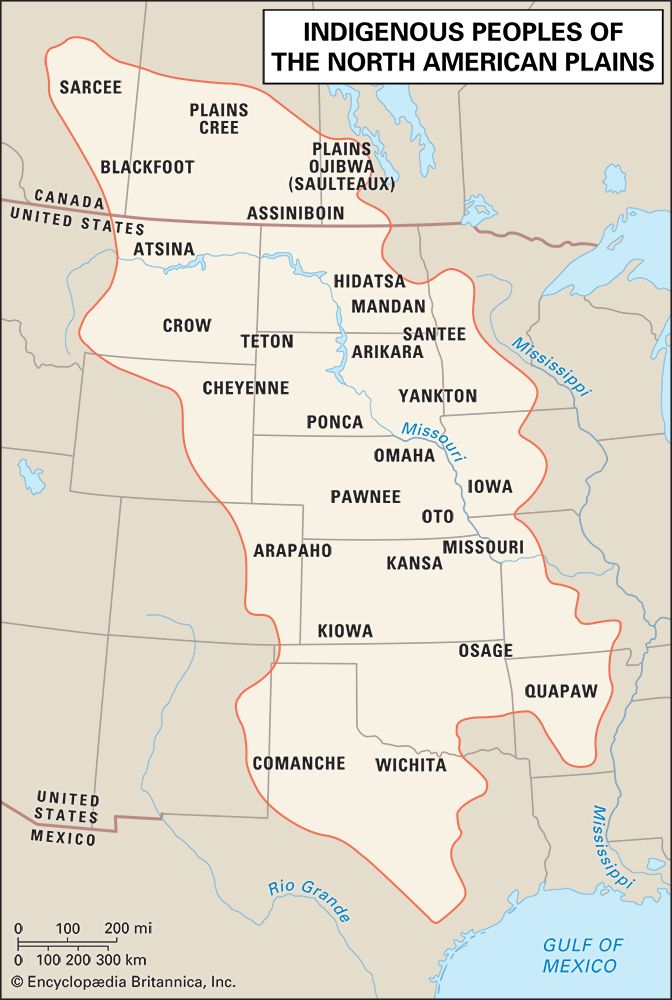 Distribution of North American Plains peoples