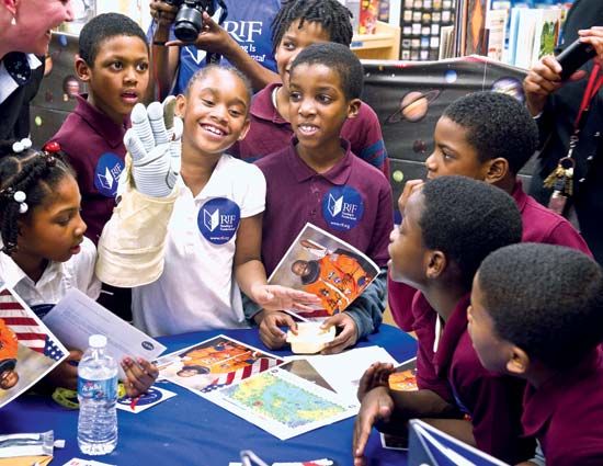 students participating in a Black History Month event