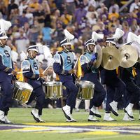 Human Jukebox - The Southern University Marching Band perform during a college football game at Tiger Stadium in Baton Rouge, Louisiana on Saturday, September 10, 2022. Southern University "Human Jukebox" Marching Band