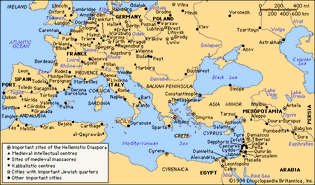 Important historical sites of Hellenistic and medieval Judaism.