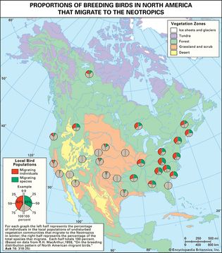 proportions of breeding birds that migrate to the Neotropics