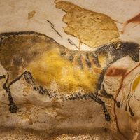 Pre-historic cave painting in the Lascaux cave in Montignac, France