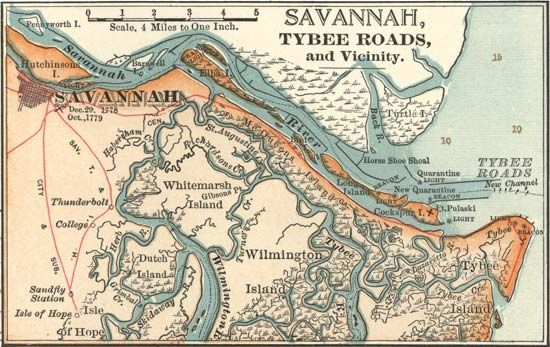 map of Savannah, Georgia, c. 1900, from the 10th edition of the Encyclopædia Britannica