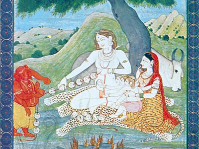 Shiva and his family at the burning ground