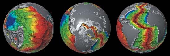 seafloor spreading in three ocean basins